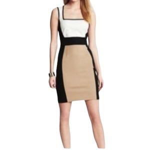 Banana Republic Black White Tan Colorblock Sleeveless Mini Dress NWT